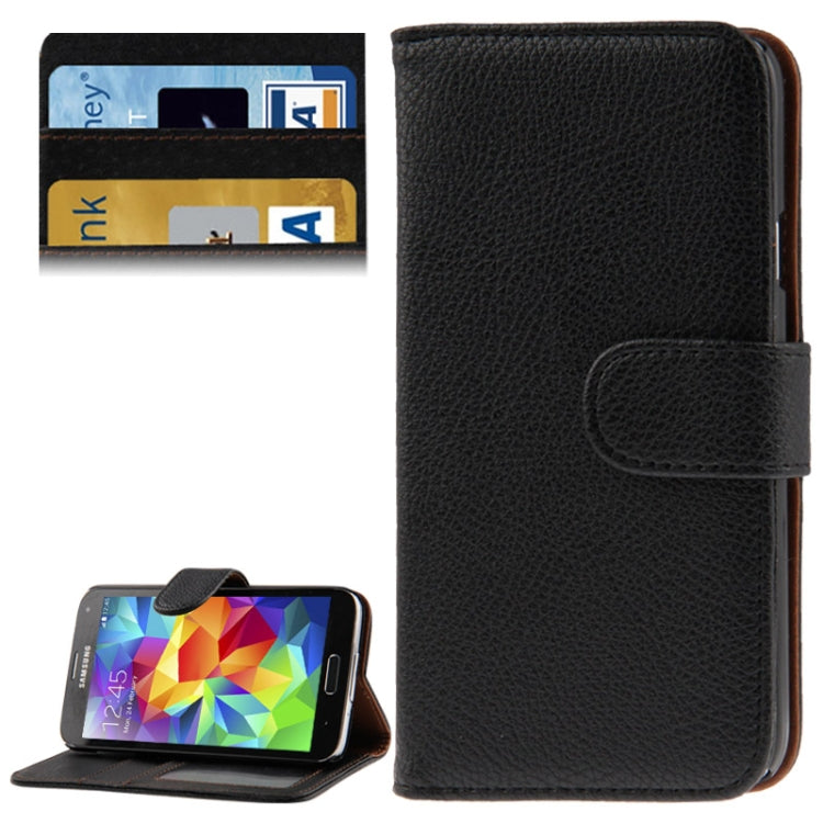 Litchi Texture Horizontal Flip Leather Case with Credit Card Slots & Holder for Galaxy S5 / G900