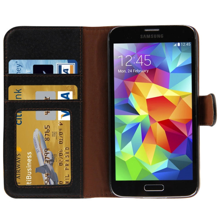 Litchi Texture Horizontal Flip Leather Case with Credit Card Slots & Holder for Galaxy S5 / G900
