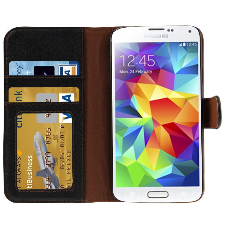 Litchi Texture Horizontal Flip Leather Case with Credit Card Slots & Holder for Galaxy S5 / G900