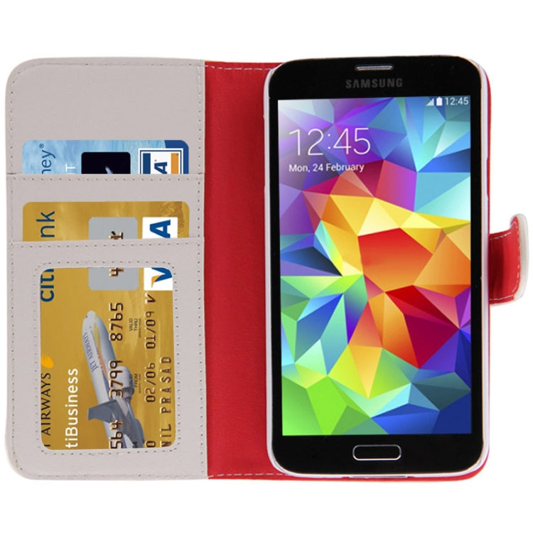 Litchi Texture Horizontal Flip Leather Case with Credit Card Slots & Holder for Galaxy S5 / G900