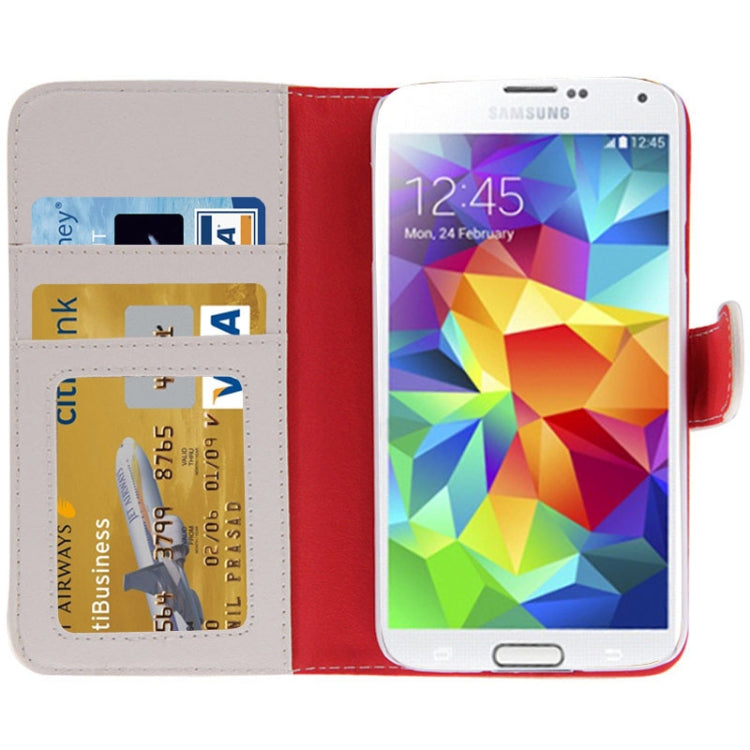 Litchi Texture Horizontal Flip Leather Case with Credit Card Slots & Holder for Galaxy S5 / G900