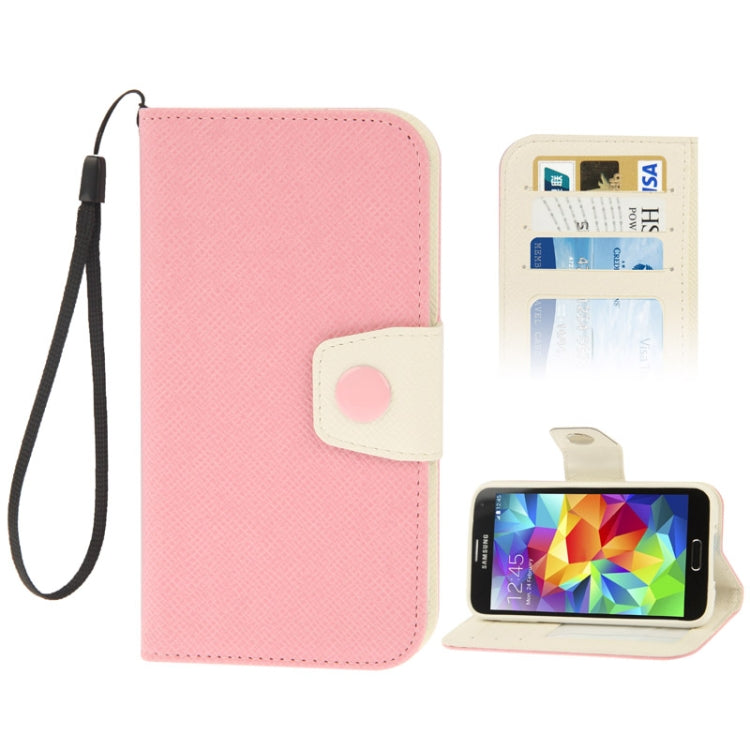 2-color Series Cross Texture Leather Case with Credit Card Slots & Holder for Galaxy S5 / G900