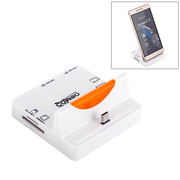 DZ-885 Multi Function Micro USB Smart Dock Holder 2-Port USB 2.0 OTG Combo HUB TF / SD / MMC / MS / M2 Card Reader for Galaxy S5 / Note 5 / Note 4 / Note III / Android Phone