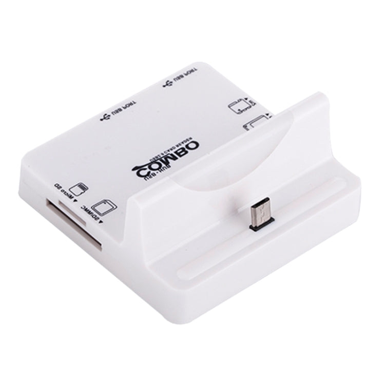 DZ-885 Multi Function Micro USB Smart Dock Holder 2-Port USB 2.0 OTG Combo HUB TF / SD / MMC / MS / M2 Card Reader for Galaxy S5 / Note 5 / Note 4 / Note III / Android Phone