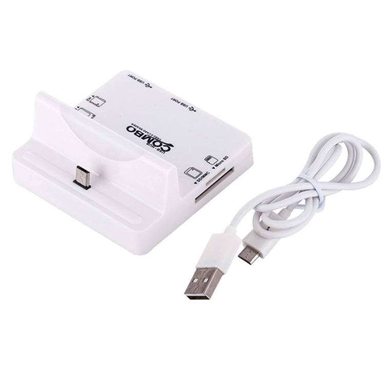 DZ-885 Multi Function Micro USB Smart Dock Holder 2-Port USB 2.0 OTG Combo HUB TF / SD / MMC / MS / M2 Card Reader for Galaxy S5 / Note 5 / Note 4 / Note III / Android Phone