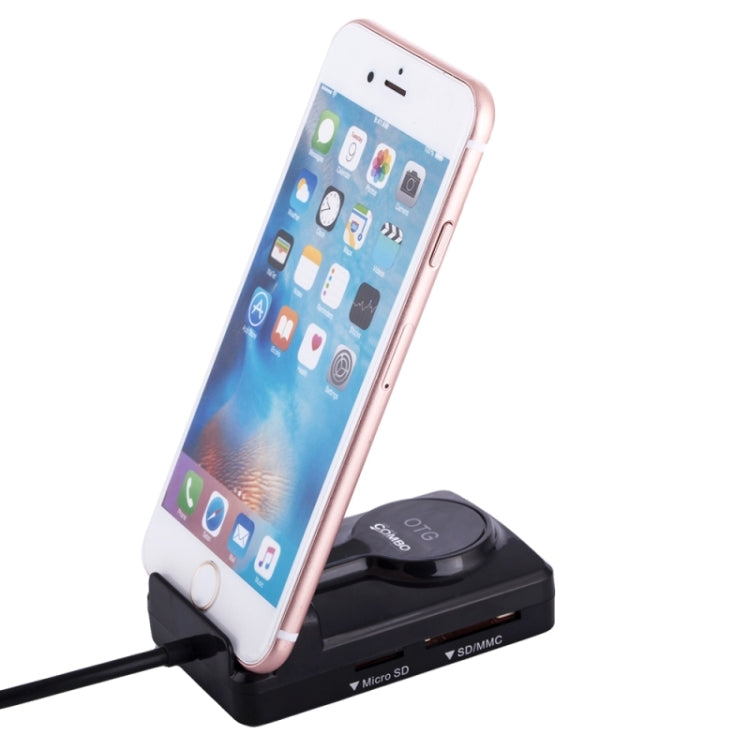 DZ-901 OTG Smart Multi Function Combo Holder TF / SD / MMC Card Reader USB HUB for Galaxy S5 / Note 5 / Note 4 / Note III / Android Phone(Black)