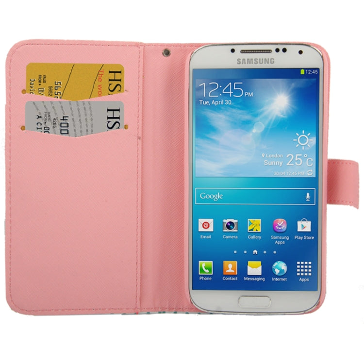 Owl Pattern Leather Case with Credit Card Slot & Holder for Galaxy S IV / i9500