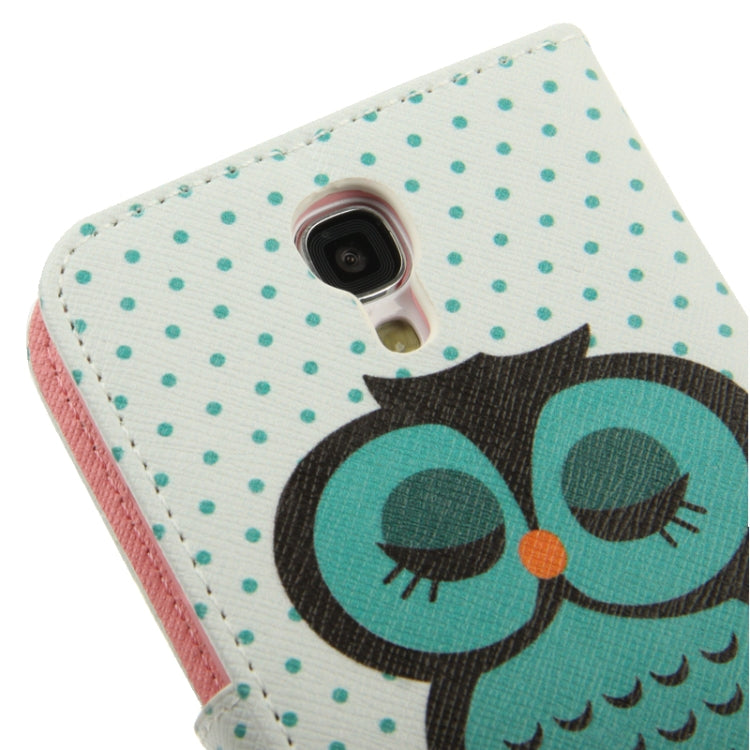 Owl Pattern Leather Case with Credit Card Slot & Holder for Galaxy S IV / i9500