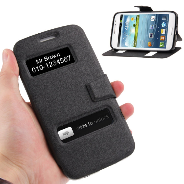 Pebble Texture Flip Leather Case with Call Display ID for Galaxy Grand 2 / G7102 / G7106
