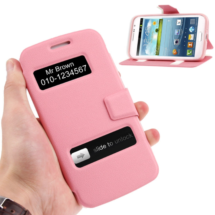 Pebble Texture Flip Leather Case with Call Display ID for Galaxy Grand 2 / G7102 / G7106