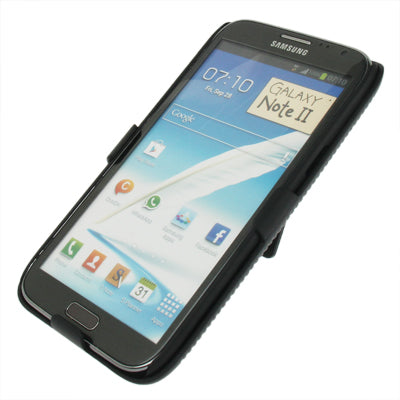 Belt Clip with 360 Degrees Rotates Holster Stripes Frosted Plastic Case + Stand for Galaxy Note II / N7100(Black)