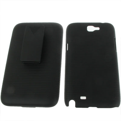 Belt Clip with 360 Degrees Rotates Holster Stripes Frosted Plastic Case + Stand for Galaxy Note II / N7100(Black)