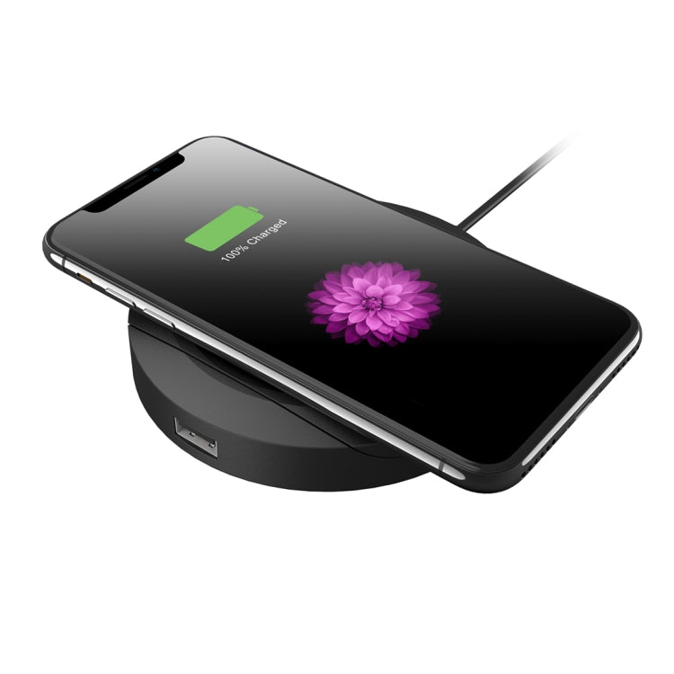 TX1801 Desktop Fast Charging Qi Wireless Charger Pad with Indicator Light, For iPhone, Galaxy, Huawei, Xiaomi, LG, HTC and Other Smart Phones(Black)