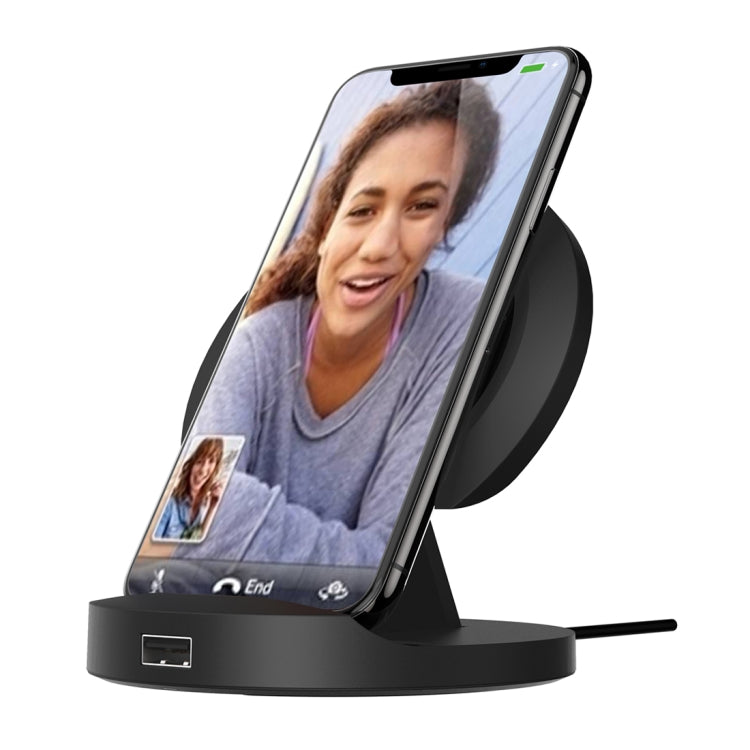 TX1801 Desktop Fast Charging Qi Wireless Charger Pad with Indicator Light, For iPhone, Galaxy, Huawei, Xiaomi, LG, HTC and Other Smart Phones(Black)