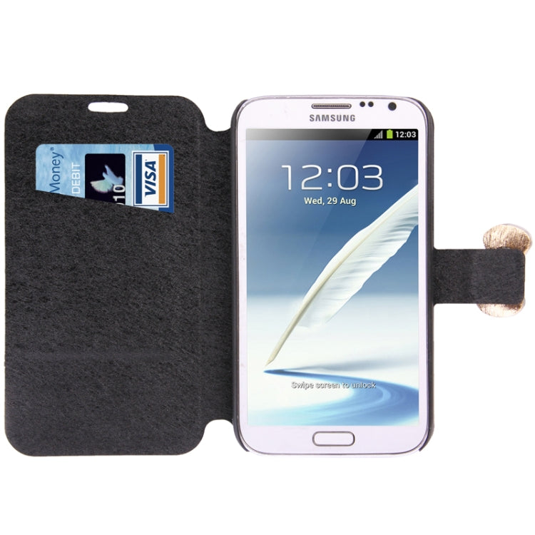 Bowknot Magnetic Buckle Diamond Encrusted Horizontal Flip Leather Case with Credit Card Slot