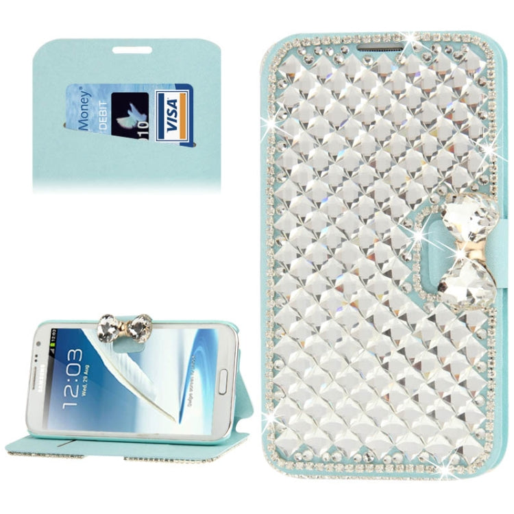 Bowknot Magnetic Buckle Diamond Encrusted Horizontal Flip Leather Case with Credit Card Slot