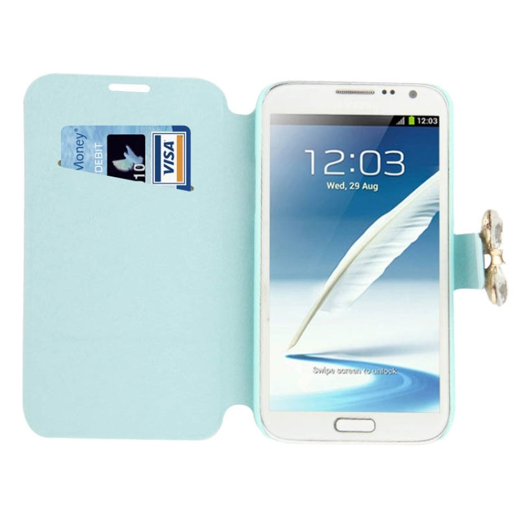Bowknot Magnetic Buckle Diamond Encrusted Horizontal Flip Leather Case with Credit Card Slot