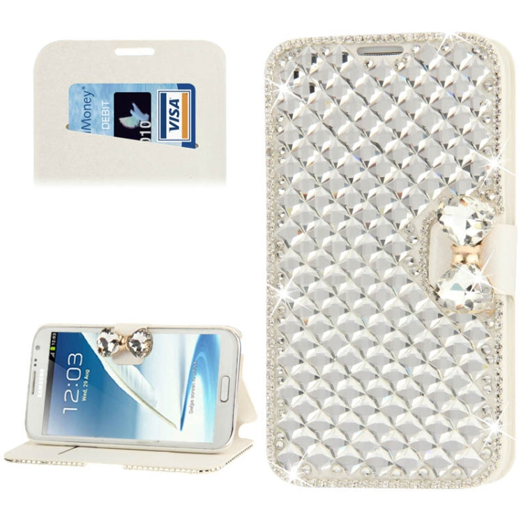Bowknot Magnetic Buckle Diamond Encrusted Horizontal Flip Leather Case with Credit Card Slot