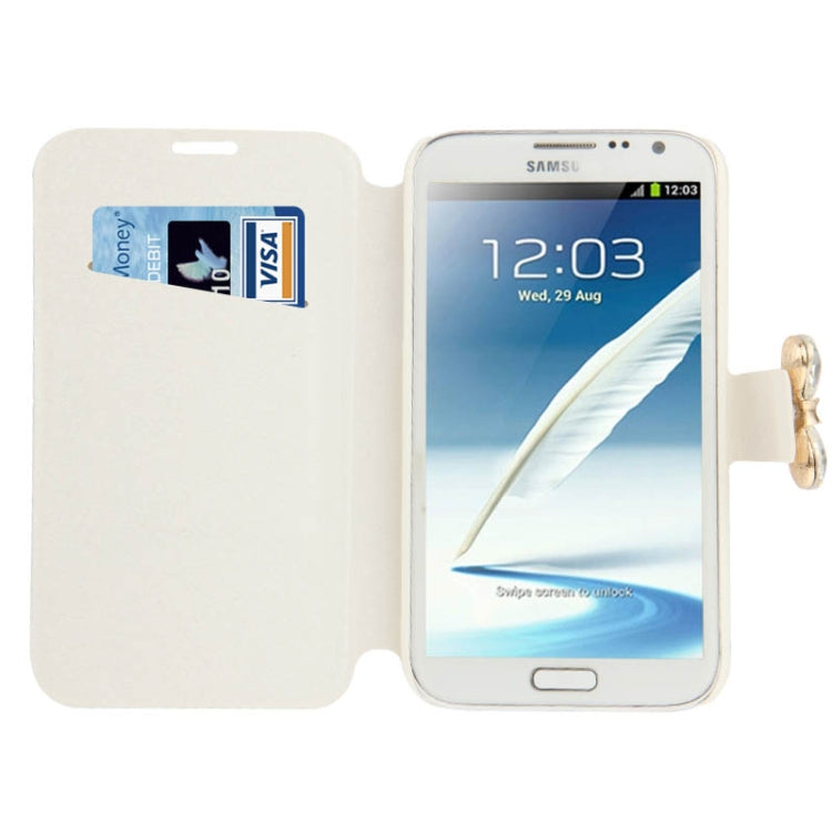 Bowknot Magnetic Buckle Diamond Encrusted Horizontal Flip Leather Case with Credit Card Slot