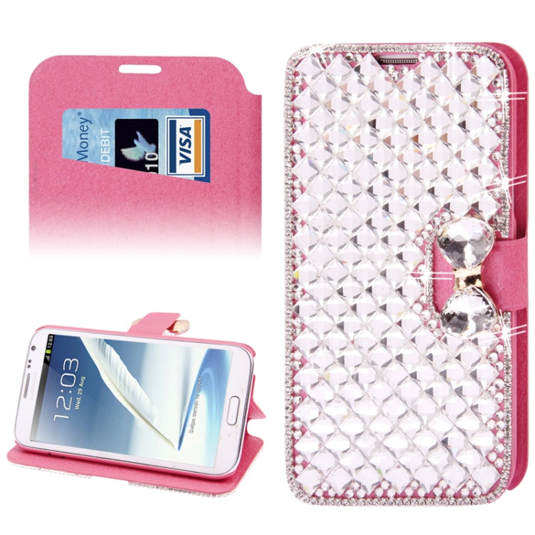 Bowknot Magnetic Buckle Diamond Encrusted Horizontal Flip Leather Case with Credit Card Slot