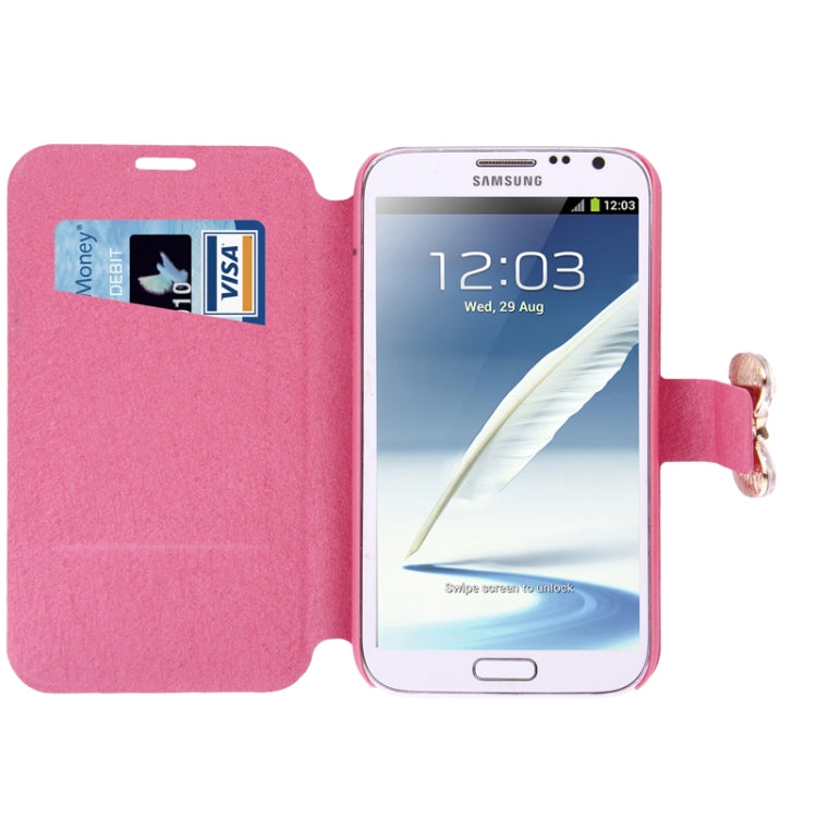 Bowknot Magnetic Buckle Diamond Encrusted Horizontal Flip Leather Case with Credit Card Slot