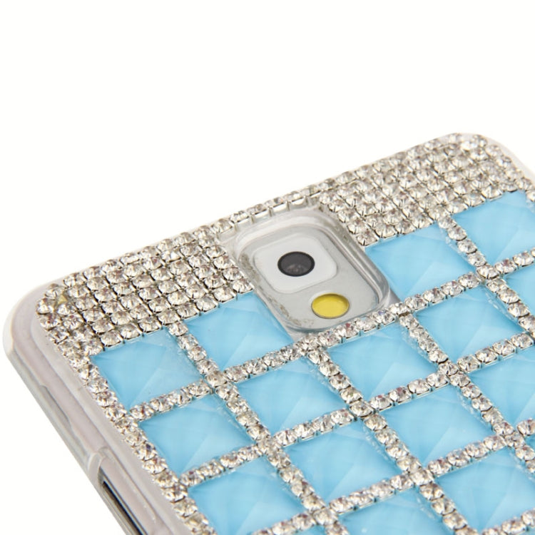 Luxury Grid Pattern Diamond Encrusted Plastic Case for Galaxy Note III / N9000(Blue)