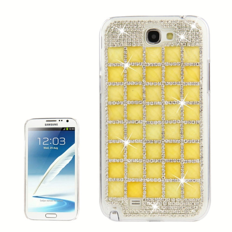 Luxury Grid Pattern Diamond Encrusted Plastic Case for Galaxy Note II / N7100