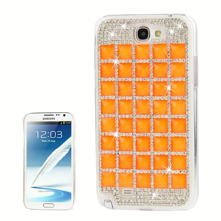 Luxury Grid Pattern Diamond Encrusted Plastic Case for Galaxy Note II / N7100