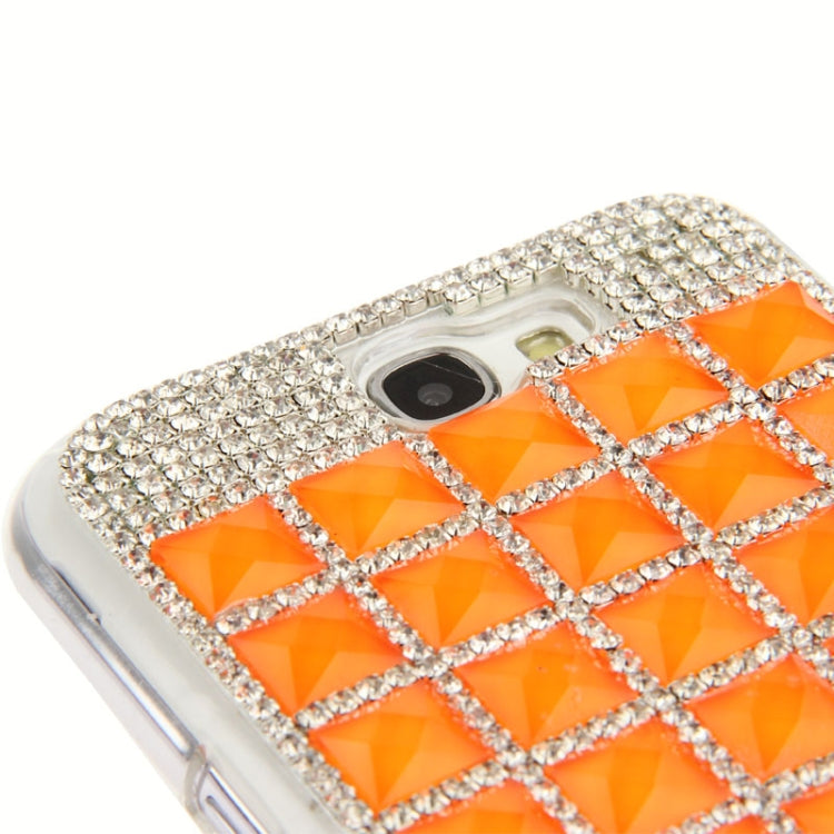 Luxury Grid Pattern Diamond Encrusted Plastic Case for Galaxy Note II / N7100
