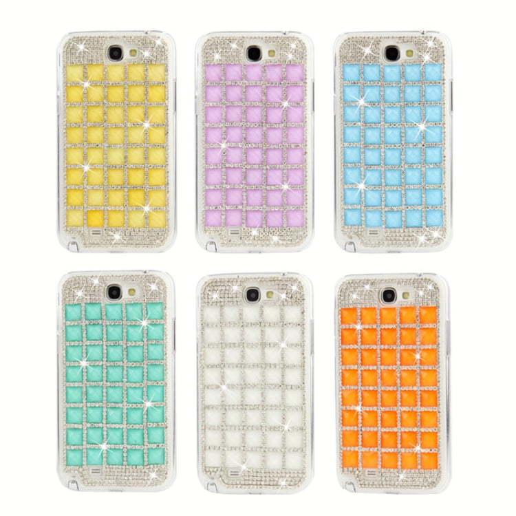 Luxury Grid Pattern Diamond Encrusted Plastic Case for Galaxy Note II / N7100