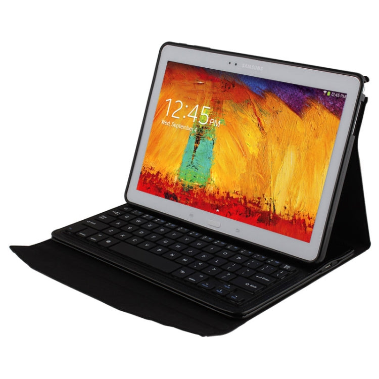 Bluetooth 3.0 ABS Hard Key Keyboard and Crazy Horse Texture Leather Tablet Case with Holder for Galaxy Note 10.1 2014 Editon P600 / Tab Pro T520(Black)
