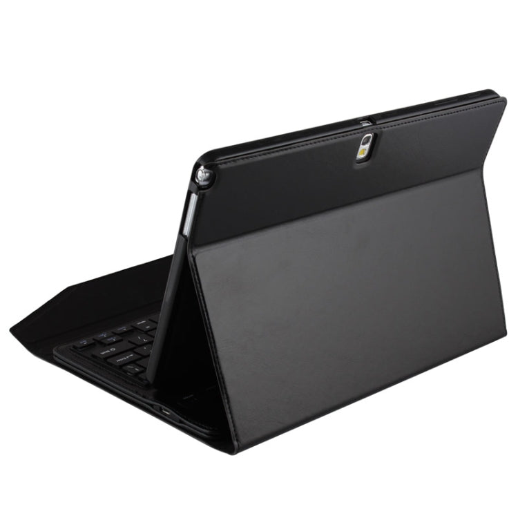 Bluetooth 3.0 ABS Hard Key Keyboard and Crazy Horse Texture Leather Tablet Case with Holder for Galaxy Note 10.1 2014 Editon P600 / Tab Pro T520(Black)