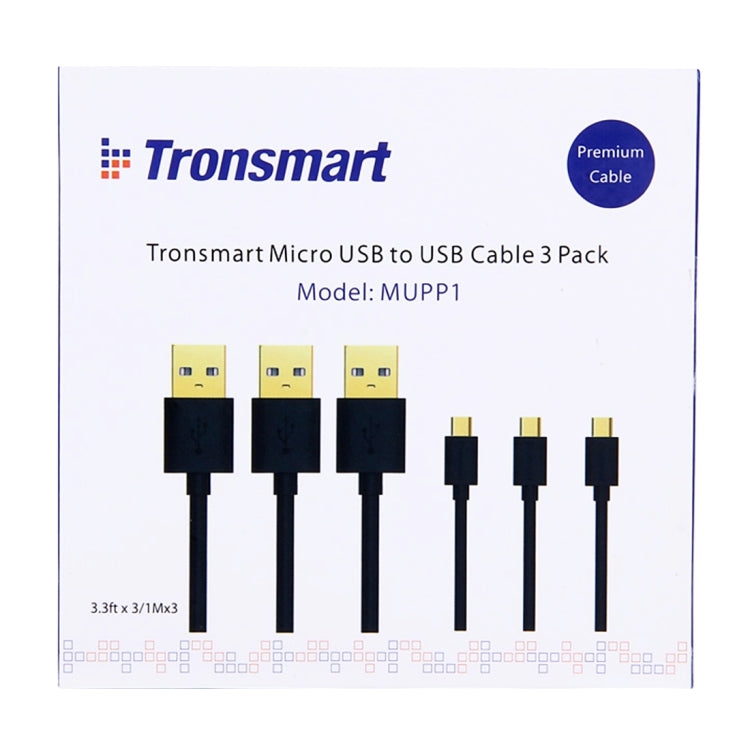 3 PCS Tronsmart High Speed 1M(3.3 ft) Gold-Plated Micro USB to USB 2.0 Data Sync Cable for Galaxy S7/ S6 / S6 Edge / S6 Edge+ / Note 5 Edge, HTC, Sony, Huawei, Xiaomi, etc(Black)