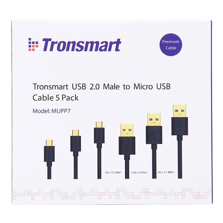 5 PCS Tronsmart High Speed Gold-Plated Micro USB to USB 2.0 Data Sync Cable for Galaxy S7/ S6 / S6 Edge / S6 Edge+ / Note 5 Edge, HTC, Sony, Huawei, Xiaomi, etc, 3 x 1M(3.3 ft) + 1 x 1.8M(6 ft) + 1 x 0.3M(1 ft)