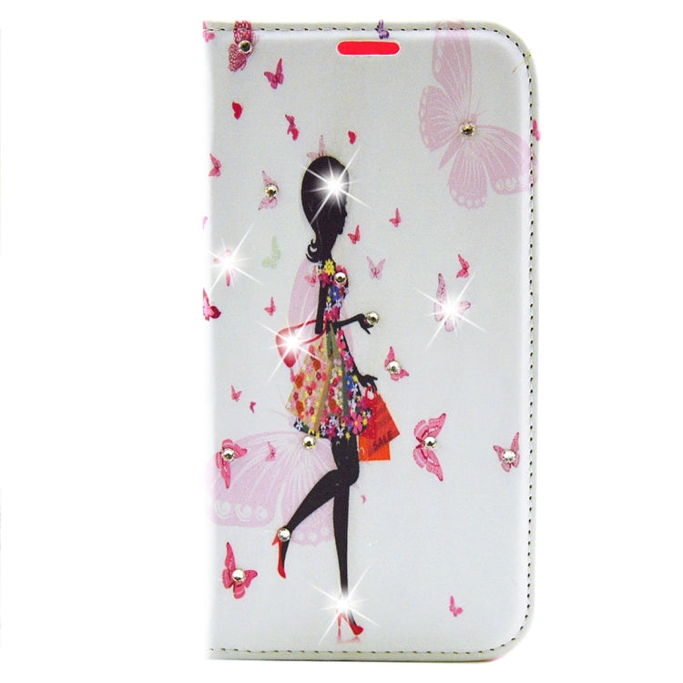 Shopping Girl Pattern Diamond Encrusted Horizontal Flip Leather Case with Holder & Card Slots & Wallet for Galaxy S7 Plus