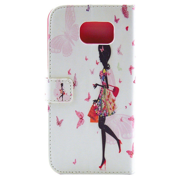 Shopping Girl Pattern Diamond Encrusted Horizontal Flip Leather Case with Holder & Card Slots & Wallet for Galaxy S7 Plus