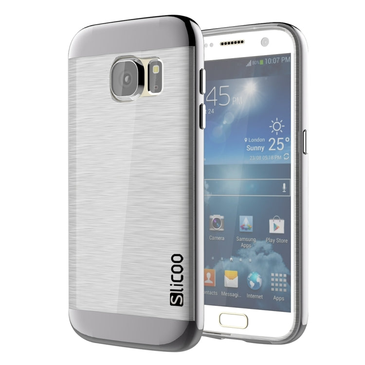 SLiCOO for Galaxy S7 / G930 Concise Fashion Separable Brushed Texture Transparent TPU + Electroplating PC Combination Case