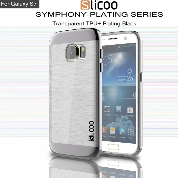 SLiCOO for Galaxy S7 / G930 Concise Fashion Separable Brushed Texture Transparent TPU + Electroplating PC Combination Case