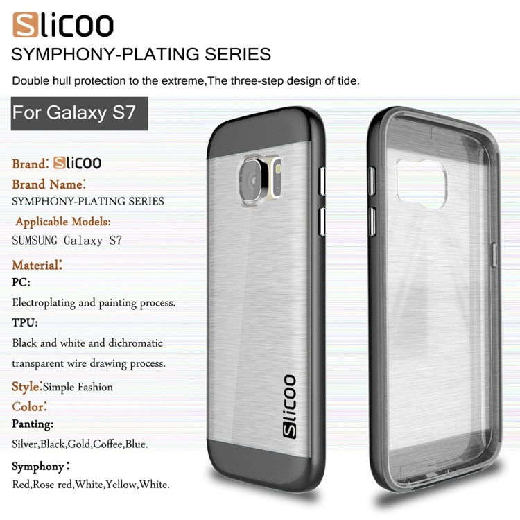 SLiCOO for Galaxy S7 / G930 Concise Fashion Separable Brushed Texture Transparent TPU + Electroplating PC Combination Case