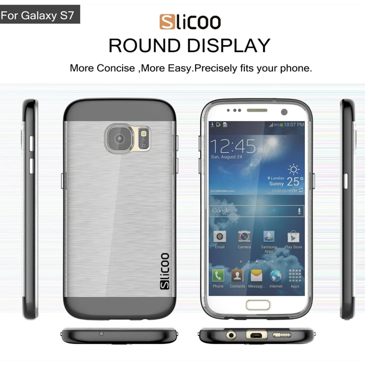 SLiCOO for Galaxy S7 / G930 Concise Fashion Separable Brushed Texture Transparent TPU + Electroplating PC Combination Case