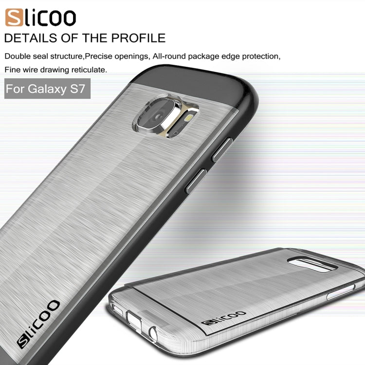 SLiCOO for Galaxy S7 / G930 Concise Fashion Separable Brushed Texture Transparent TPU + Electroplating PC Combination Case