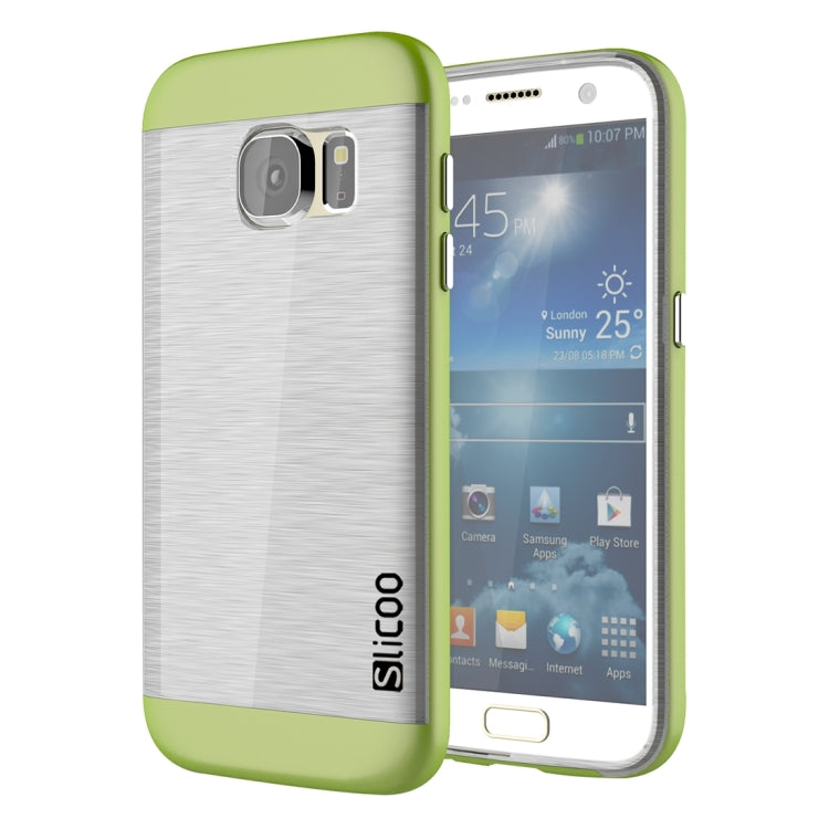 SLiCOO for Galaxy S7 / G930 Concise Fashion Separable Brushed Texture Transparent TPU + Electroplating PC Combination Case