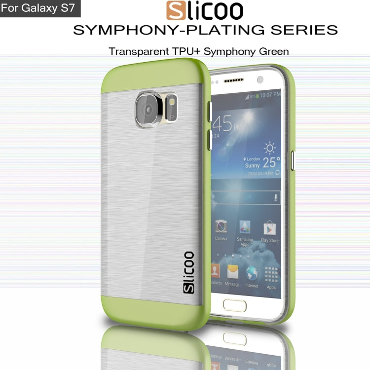 SLiCOO for Galaxy S7 / G930 Concise Fashion Separable Brushed Texture Transparent TPU + Electroplating PC Combination Case