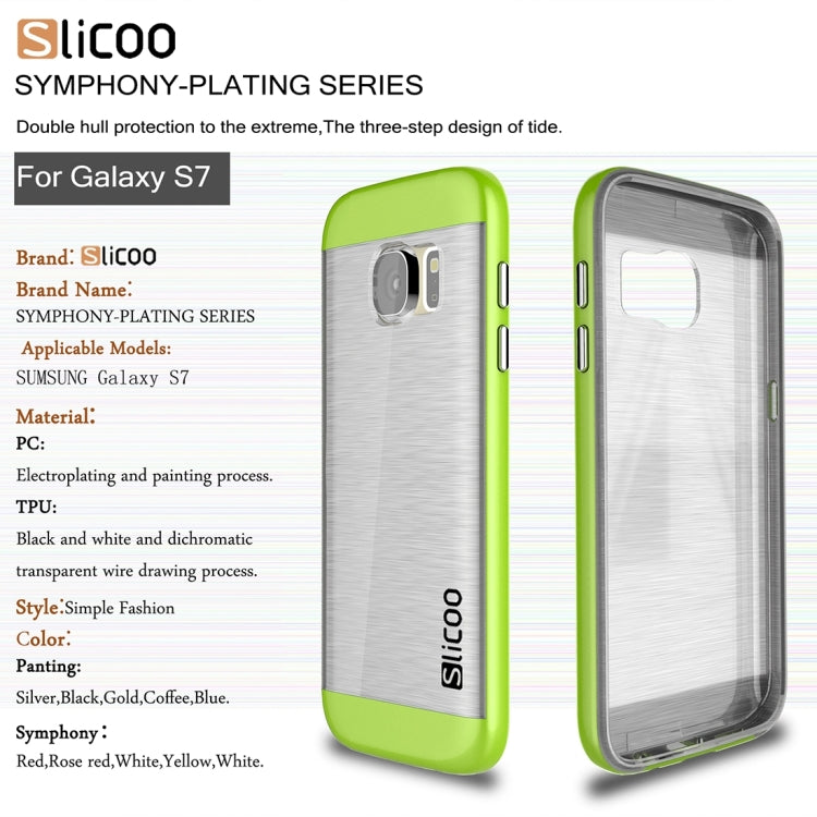 SLiCOO for Galaxy S7 / G930 Concise Fashion Separable Brushed Texture Transparent TPU + Electroplating PC Combination Case