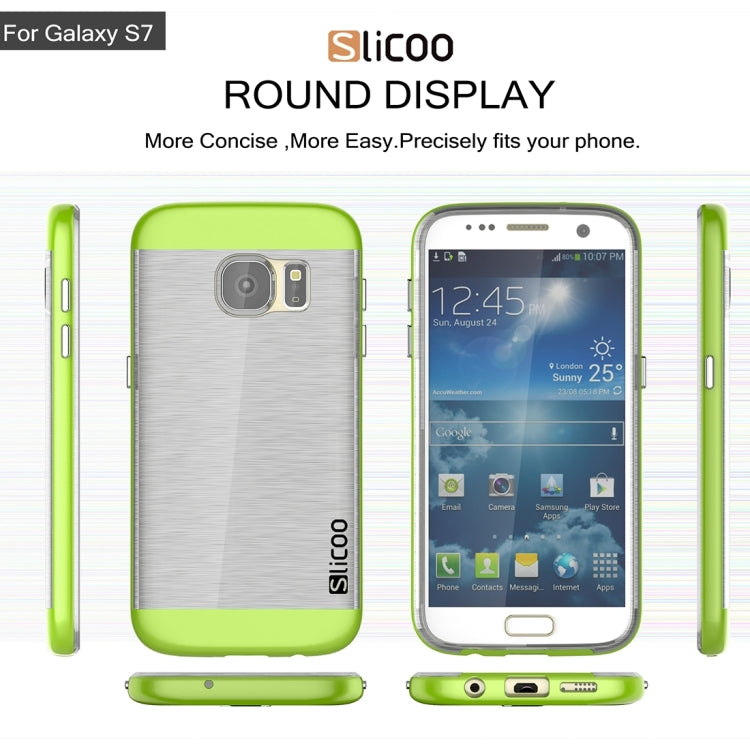 SLiCOO for Galaxy S7 / G930 Concise Fashion Separable Brushed Texture Transparent TPU + Electroplating PC Combination Case