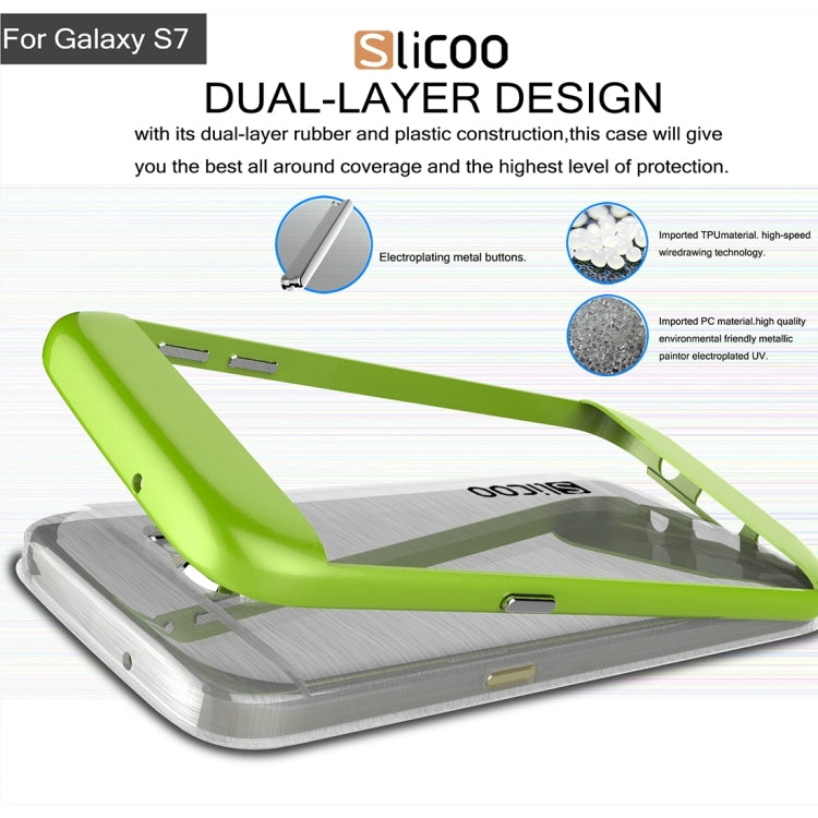 SLiCOO for Galaxy S7 / G930 Concise Fashion Separable Brushed Texture Transparent TPU + Electroplating PC Combination Case