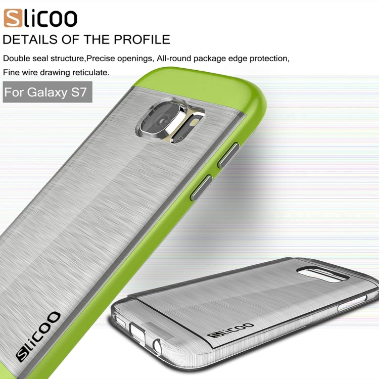 SLiCOO for Galaxy S7 / G930 Concise Fashion Separable Brushed Texture Transparent TPU + Electroplating PC Combination Case