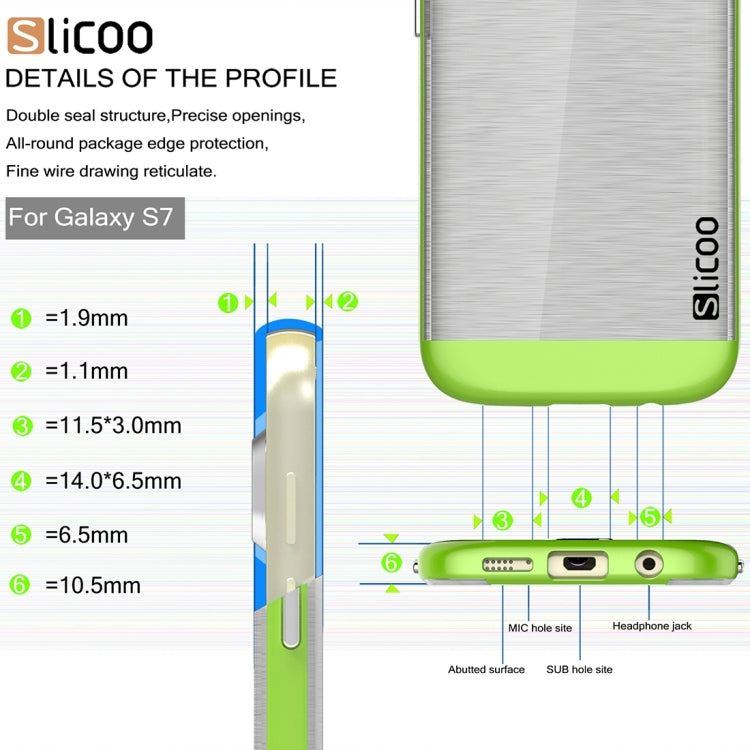 SLiCOO for Galaxy S7 / G930 Concise Fashion Separable Brushed Texture Transparent TPU + Electroplating PC Combination Case