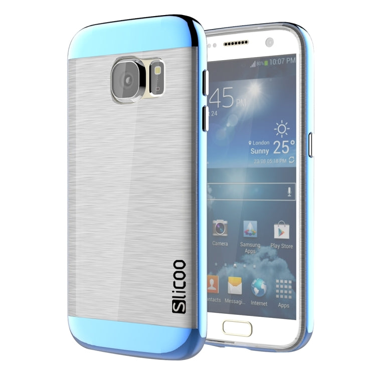 SLiCOO for Galaxy S7 / G930 Concise Fashion Separable Brushed Texture Transparent TPU + Electroplating PC Combination Case