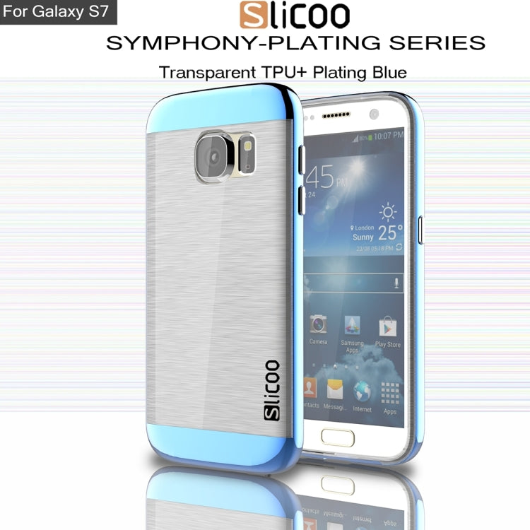 SLiCOO for Galaxy S7 / G930 Concise Fashion Separable Brushed Texture Transparent TPU + Electroplating PC Combination Case
